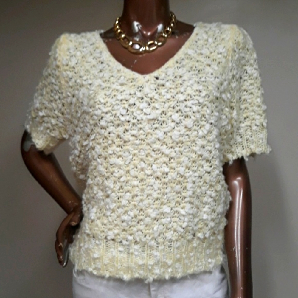 Vintage Jasmine Pale Yellow Pile Sweater